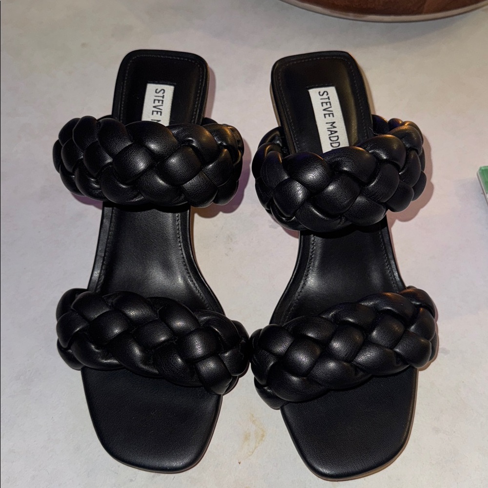 Steve Madden Black Double Braided Sandals